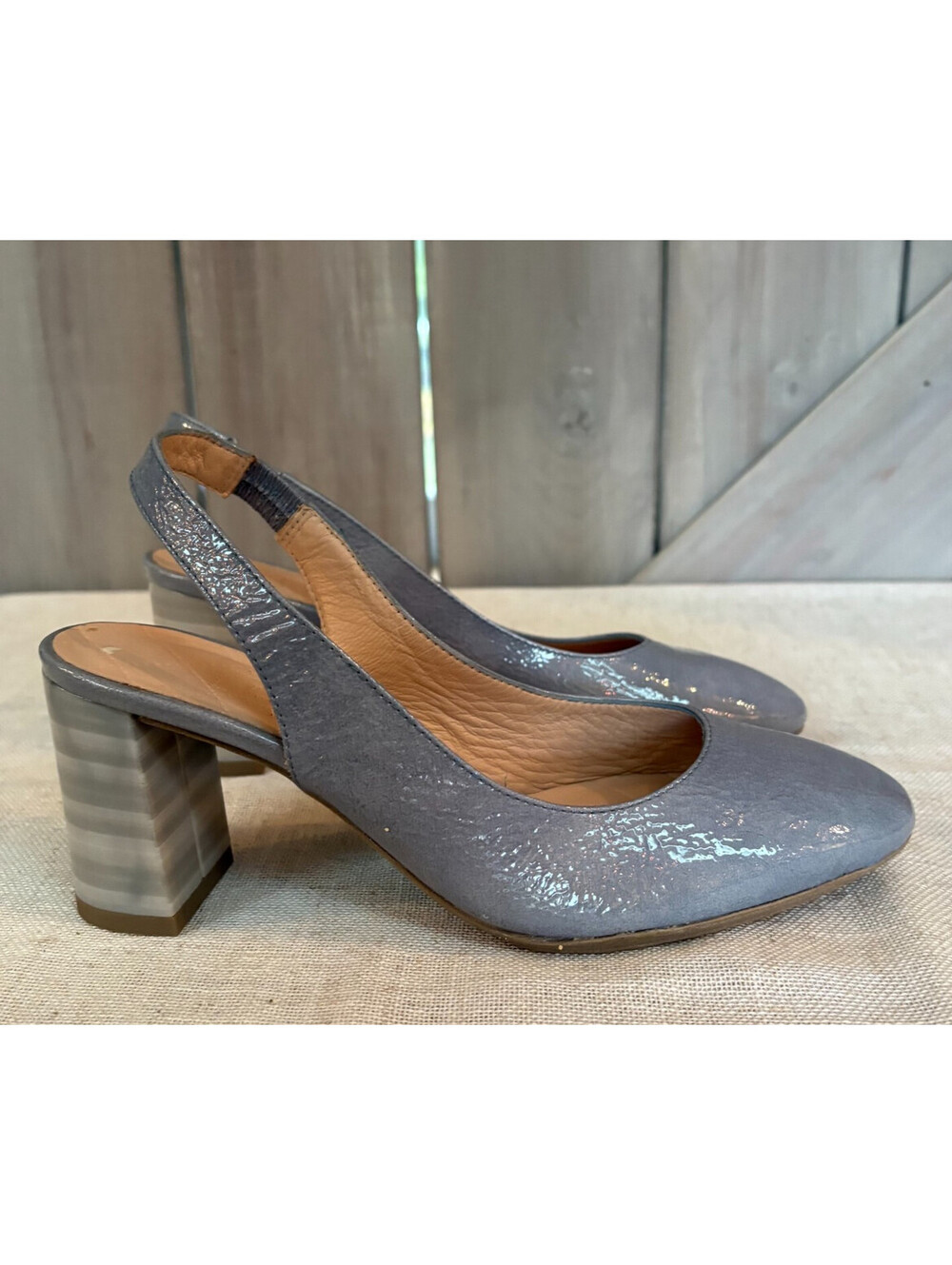 Hispanitas grey Sandals 3" heels Women's Size 37 chic & classic